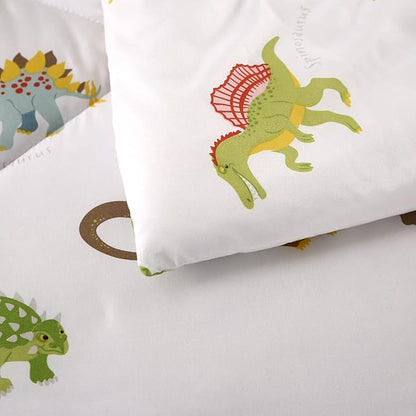 MAG 3Pcs Dinosaur Bedding Comforter Set, Dino White Base Full/Queen Comforter Set,for Toddlers Kids,Boys Teens and Girls,Super Soft Microfiber, Full/Queen Size (1 Comforter + 2 Pillowcases)