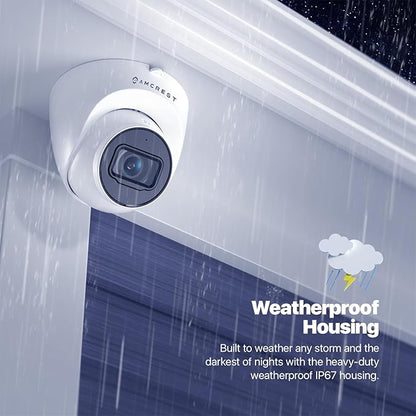 Amcrest 5MP Turret POE Camera, UltraHD Outdoor IP Camera POE with Mic/Audio, 5-Megapixel Security Surveillance Cameras, 98ft NightVision, 132° FOV, MicroSD (256GB), (IP5M-T1179EW-AI-V3)