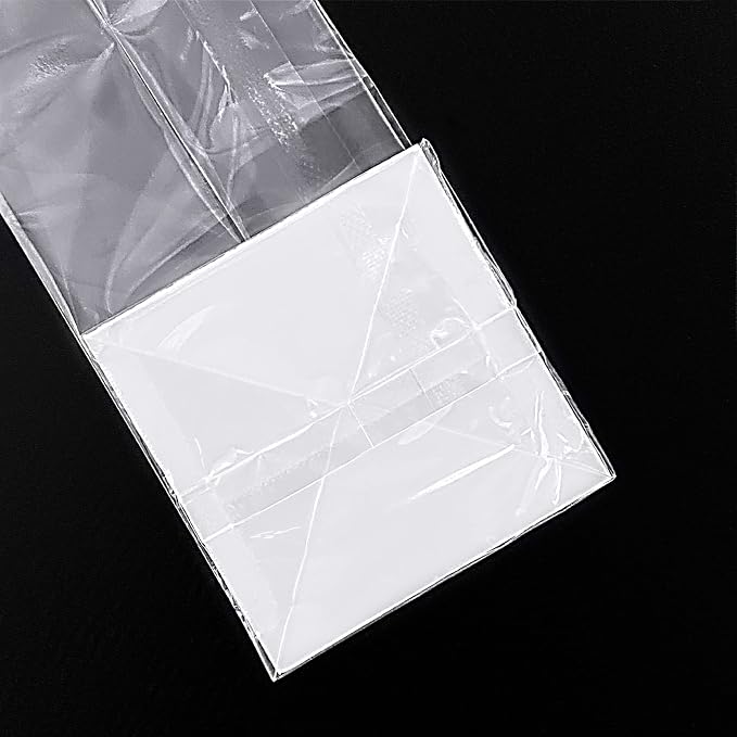 Morepack Gusseted Flat Bottom Cellophane Bags 2x2x8 In 50Pcs | Biscotti Bags with Paper Insert (Mini Size)