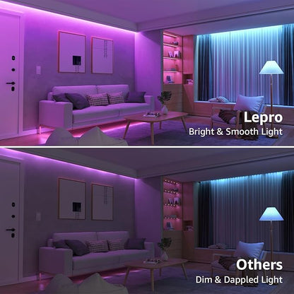 Lepro RGB LED Light Strips 32.8ft, Christmas Decorations, 5050 LED Color Changing Tape Light with 44 Key Remote and 12V Power Supply for Bedroom, TV Backlight, Kitchen, Bar