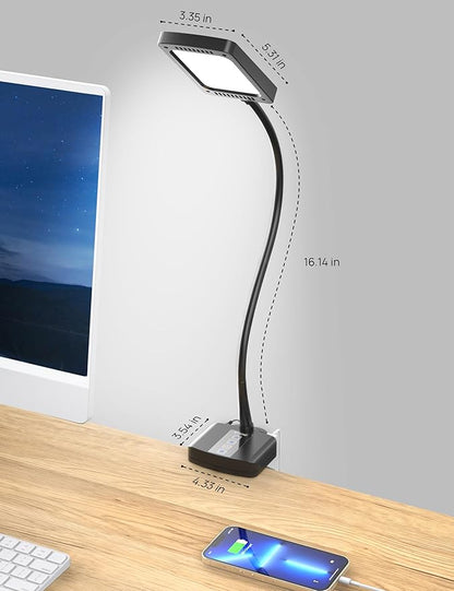 TROND Desk Lamp with Versatility Clamp, 1000LM Clip on Light, 5 Color Modes 5 Brightness Levels, Gooseneck Touch Control with USB Charging Port, 30 Mins Timer for Reading Craft Sewing Work Study Task