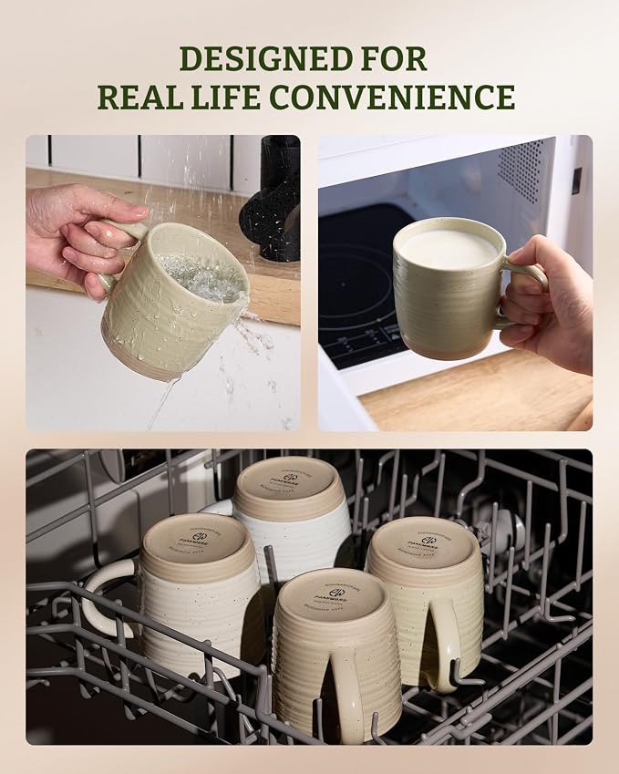 famiware Coffee Mugs Set of 4, 13 oz Mug Set, Ceramic Cup Set with Handle for Coffee, Tea, Cocoa, Milk, Constellation Series, Honey
