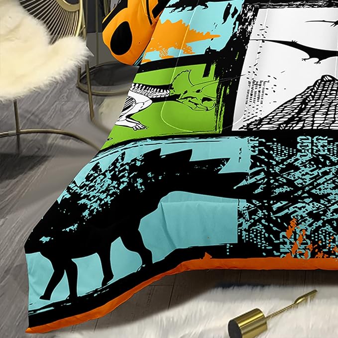 Bodhi King Size Teen Comforter Set,Boys Comforter Bedding Set with Pillowcases,Teen Kids King Size Dinosaur Comforter Set,Cartoon Dinosaur Bedding Set,Boy Bed Set