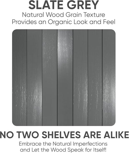 Homeforia 24inch Gray Floating Shelves for Wall, High End Solid Real Wood 24in Floating Shelf for Bathroom, Grey Wooden 24 inch Long Floating Shelves, Heavy Duty Bracket, 24 X 6.5 X 1.75 in, Set of 2