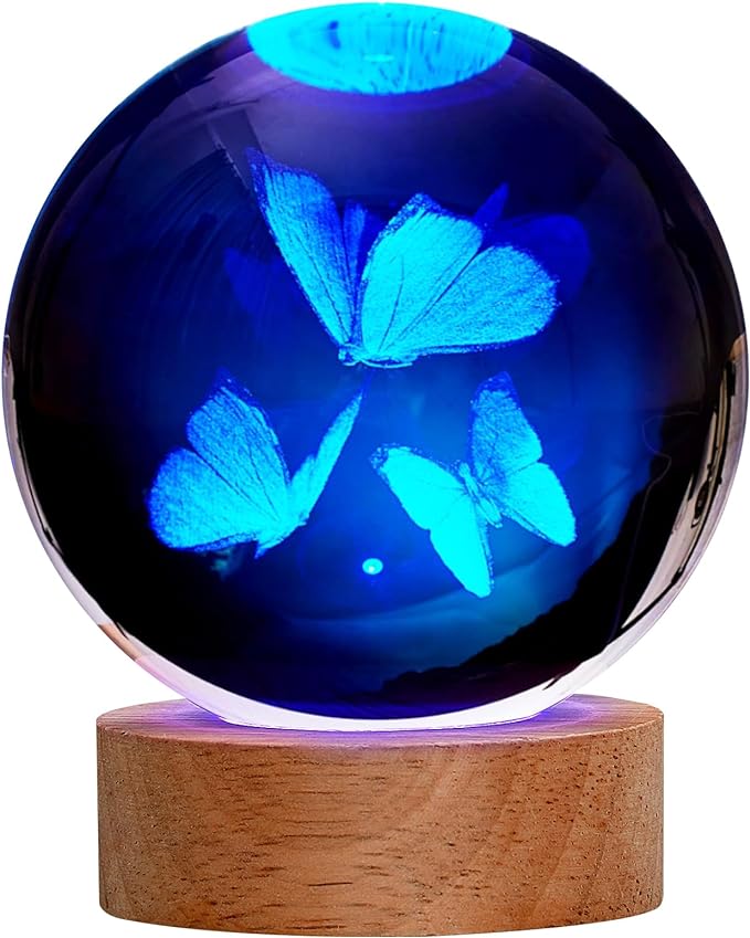 Butterfly Gifts for Women, Large 3D Butterfly Lamp, Crystal Butterfly Night Light 16 Color Changing with Remote Control for Bedroom Decor, 3 Butterflies Figurines