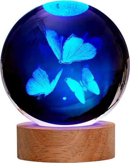 Butterfly Gifts for Women, Large 3D Butterfly Lamp, Crystal Butterfly Night Light 16 Color Changing with Remote Control for Bedroom Decor, 3 Butterflies Figurines