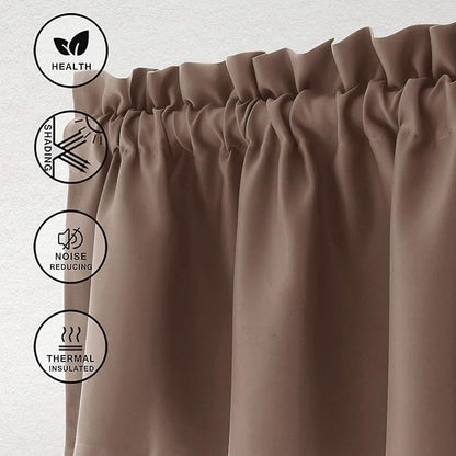 Hiasan Valance Curtains for Kitchen Blackout Thermal Insulated Solid Window Curtain Valance, Cappuccino, 42 x 12 Inches, 1 Panel