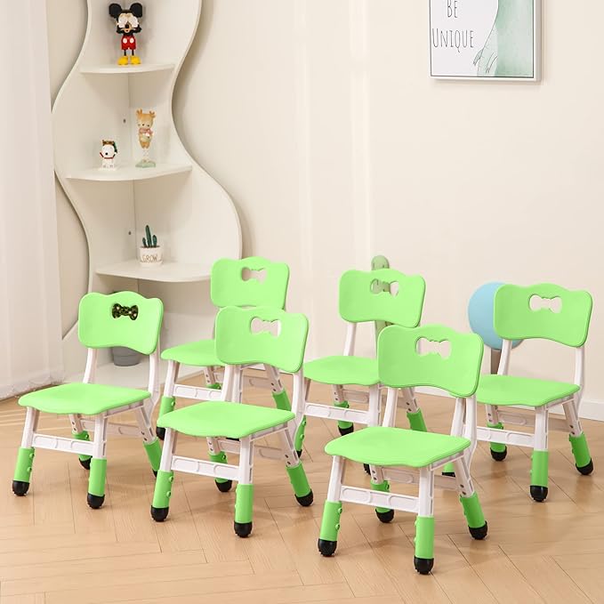 Kids' Desk Chairs Adjustable Height is Suitable for Children's Chairs Used in Families, Schools and Day-Care Between 2-10 Years Old The Max Bearing Capacity is 220LB(6PCS-Grey)