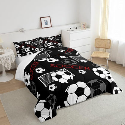 Feelyou Football Comforter Set Full Size Rugby Sports Comforter for Kids Teens Adults Soccer Ball Game Bedding Set Gift for Football Lover Duvet Set Room Decor 3Pcs with 2 Pillow Case