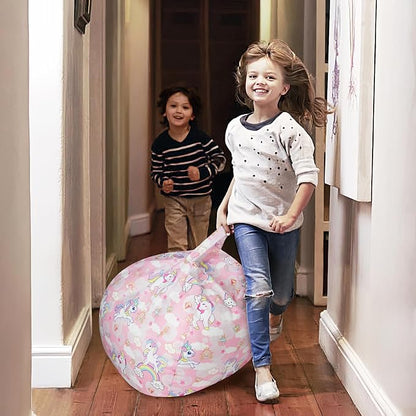Bean Bag Chair for Kids Stuffed Animal Storage Beanbag Chairs,Toddler Toy Storage Organizer for Girls and Boys,Large 32'' Cover Only（No Filling