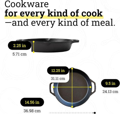 Lodge L10SKL Cast Iron Dual Handle Pan, 12 inch, Black