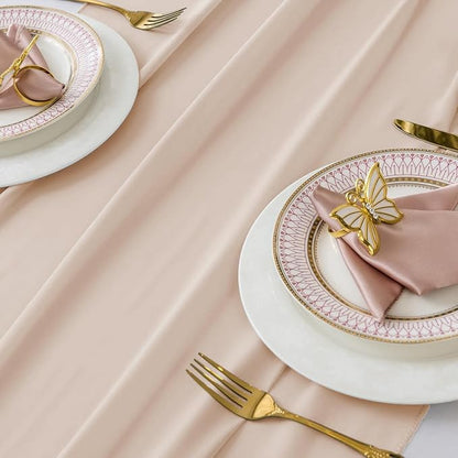 Pack of 20 | Champagne Gold | 10ft Chiffon Table Runner 29x120 Inches Long Romantic Rustic Sheer Gauze Runner for Wedding Bridal Shower Birthday Banquets Engagement Spring Easter Boho Decorations