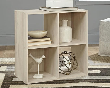 Signature Design by Ashley Socalle Modern 4 Cube Storage Organizer or Bookcase, Whitewash
