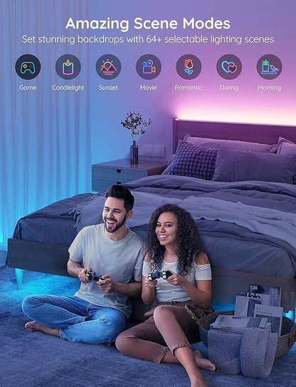 Govee Smart LED Strip Lights, 16.4ft WiFi LED Strip Lighting Work with Alexa and Google Assistant, 16 Million Colors with App Control and Music Sync LED Lights for Bedroom, Home Decor