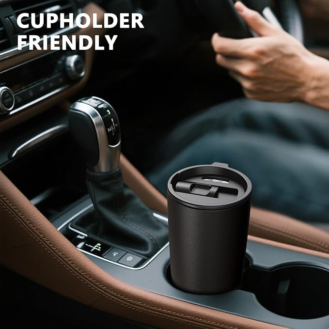 TILUCK 20 oz Insulated Coffee Tumbler with BPA-Free Lid | Travel Coffee Mug, Dishwasher Safe, Cup Holder Friendly, Double-Wall Vacuum Insulation for Hot & Cold Drinks, Matte Black