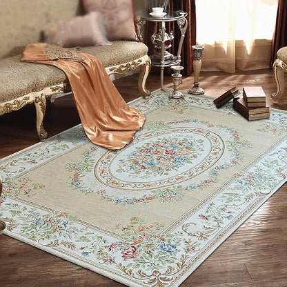 Home Collection Floral Area Rugs Rural Rose Design Accent Carpet for Living Room/Dining Room Floo, 6′6″ × 9′6″, Beige Garden