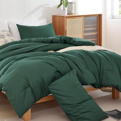 ROSGONIA Twin Comforter Set for College Girls Boys Dark Emerald Green, 1 Comforter 1 Pillowcase,Soft Dorm Bedding All Season Kids Comforter Sets