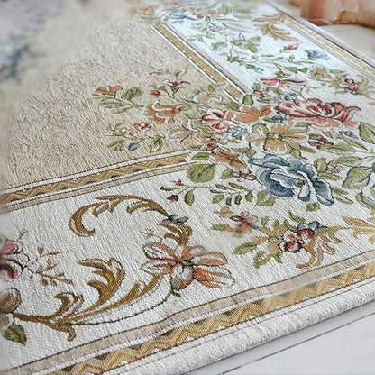 Home Collection Floral Area Rugs Rural Rose Design Accent Carpet for Living Room/Dining Room Floo, 6′6″ × 9′6″, Beige Garden