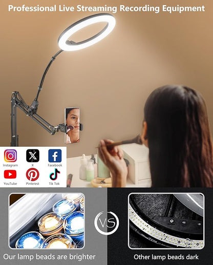 Zoom Lighting for Computer Video Conference, 10 Inch Ring Light with Stand for Video Recording, Working, Learning, Zoom Call, Webcam Laptop Light with Phone Holder for Podcast Live Streaming