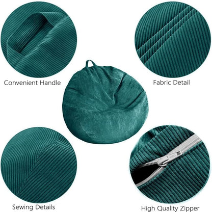 Stuffed Animal Storage Bean Bag Chair Cover (No Filler) Washable Ultra Soft Corduroy Bean Bag Cover for Organizing Plush Toys or Textile, Sack Bean Bag for Adults, Teens