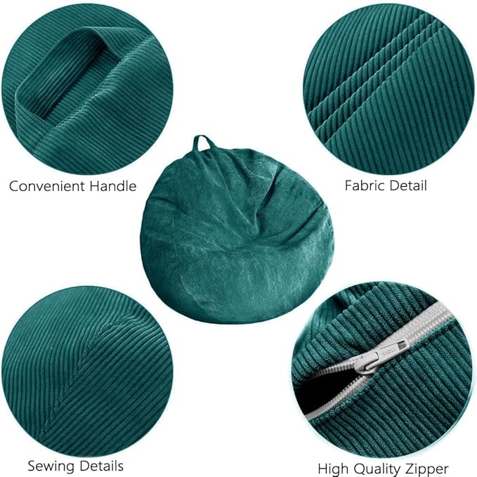 Bean Bag Chair Cover (No Filler) Stuffed Animal Storage Bean Bag Cover Pets Dogs/Cats Lazy Beds. Washable Ultra Soft Corduroy Stuffed for Organizing Plush Toys or Textile, Sack Bean Bag