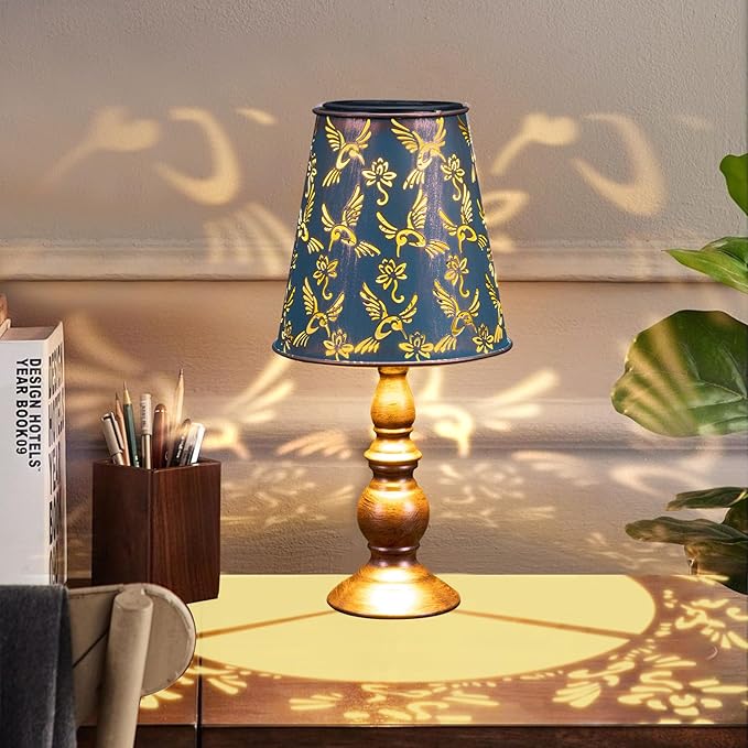 pearlstar Solar Table Lamps Bedside Lamps - Hummingbird Garden Waterproof Cordless Solar Table Lamps for Patio Garden Pathway Yard