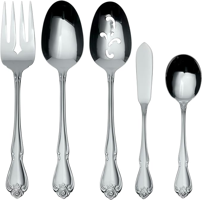 Oneida True Rose 5 Piece Everyday Flatware Serving Set