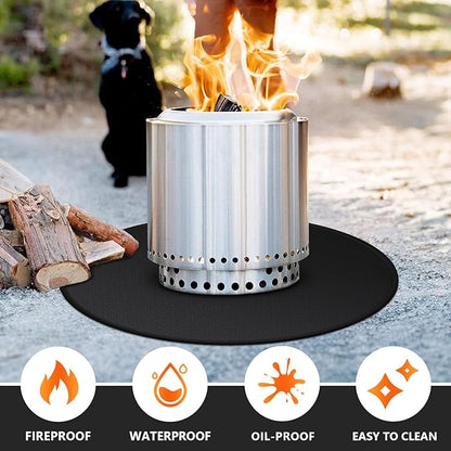 48" Fire Pit Mat for Solo Stove Bonfire, Double-Sided Fireproof Under Grill Mat Deck Patio Protector Pad, Round BBQ Mat for Solo Stove Accessories, Easy to Clean, Reusable (0.9mm)