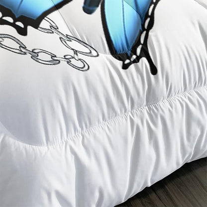 CVHOUSE Butterfly Bedding Set,Butterfly Comforter Queen,Butterfly Comforter Set for Girls Kids Teens,Butterflies Quilt Set with 1 Comforter and 2 Pillow Cases- 3 Piece