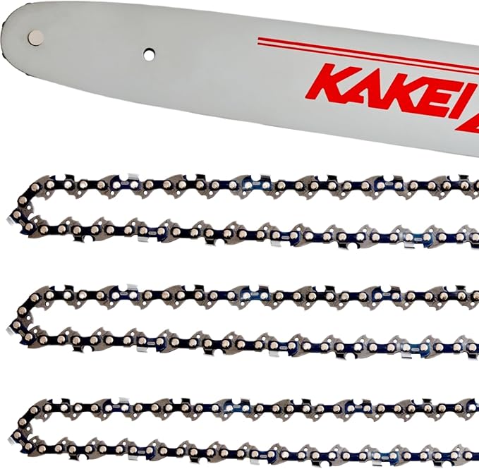KAKEI 18 Inch Chainsaw Bar& Chain Combo .325" Pitch, .063" Gauge, 68 Drive Links (3 Chains+ 1 Bar)