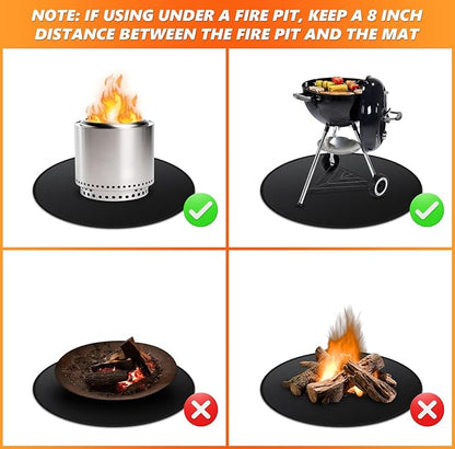 48" Fire Pit Mat for Solo Stove Bonfire, Double-Sided Fireproof Under Grill Mat Deck Patio Protector Pad, Round BBQ Mat for Solo Stove Accessories, Easy to Clean, Reusable (0.9mm)