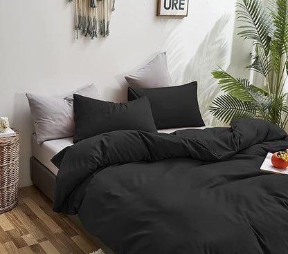 Black Comforter King Plain Black Bedding Set Pure Black Bedding Soft Durable Comforter Set Men Lightweight Solid Black Blanket Women Breathable True Black Bed Comforter Set