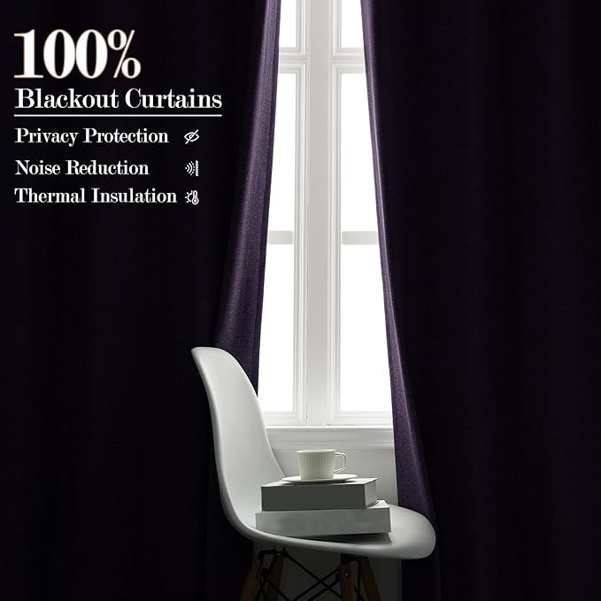 Room Divider Curtains Screen Partitions, Linen Look 100% Blackout Drapery 102 Inches Long, 100" Wide Pinch Pleated Window Drapes, Privacy Protecting, Light Blocking, (1 PC, Violet)