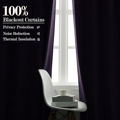 Room Divider Curtains Screen Partitions, Linen Look 100% Blackout Drapery 102 Inches Long, 100" Wide Pinch Pleated Window Drapes, Privacy Protecting, Light Blocking, (1 PC, Violet)