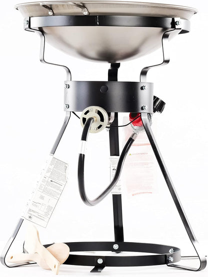 King Kooker 24WCA 24" Bolt Together Portable Outdoor Sauté Cooker w/Steel Wok, Silver, large