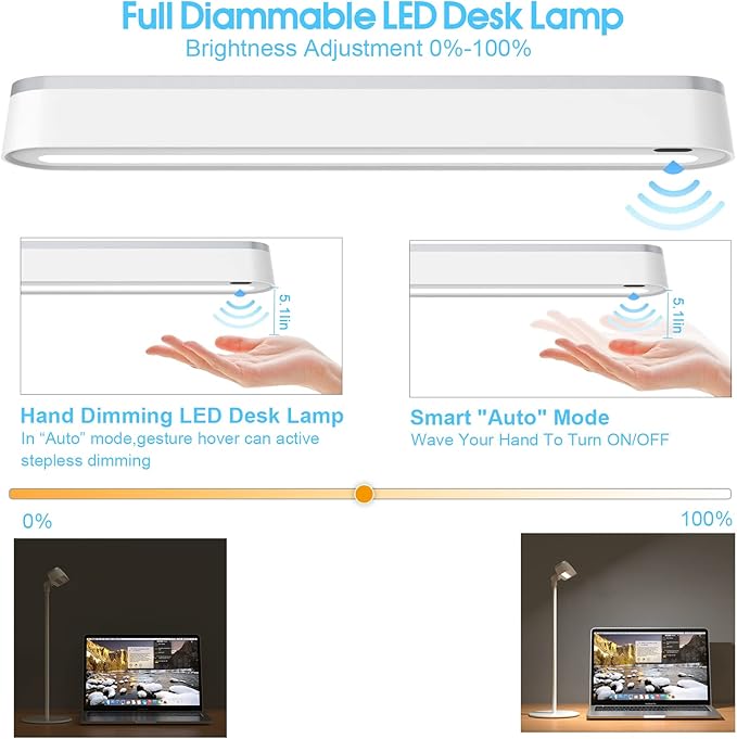 Desk Lamp, Full Dimmable LED, Magnetic, Rechargeable, Eye Caring, 180° Adjustable, USB Charging, LAMP for Home Office, Study Dorm School Students College Gift
