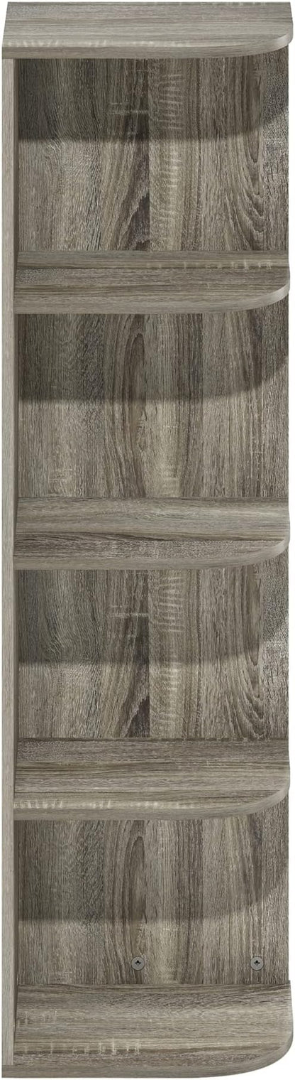 Furinno Pasir 4-Tier Corner Open Shelf Bookcase, French Oak