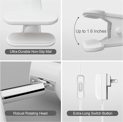 LED Clip on Light Book Reading 5W Super Bright 330° Rotation Clip on Lamp for Bed/Desk Lamp with Clamp White
