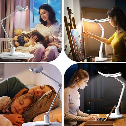 LED Desk Lamp for Home Office, Touch Desk Light Eye-Caring Table Lamp Dimmable with Monitor Sensor Adjustable Swing Arm Desk Lamp for Working Studying Reading Study Ultrawide Bright