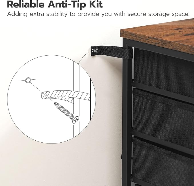 HOOBRO 5-Drawer Chest, File Cabinet, Office Cabinet with Drawers, Rolling Printer Stand, Filing Cabinet for Living Room, Home Office, Nonwovens Drawer, Easy Assembly, Black BFK50WJ01