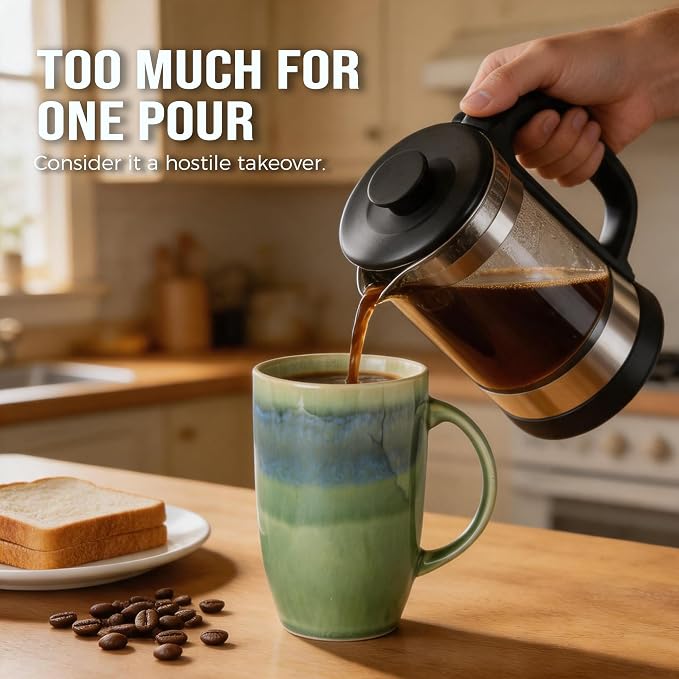 22oz Oversized Heavyweight Ceramic Coffee Mug, Large (Green) | 22oz Extra Large, Oversized Heavyweight Ceramic, Reactive Glaze, Microwave & Dishwasher Safe, Prop 65 Compliant, Gift Box