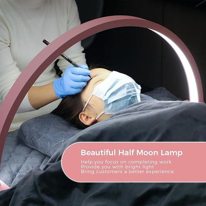 Charme Princesse 30in Half Moon Lamp 48W Half Moon Nail Desk Lamp 1600 Lumen LED Lash Light 3 Color Temperature Lash Lamp for Lashes Eyelash Extensions Tattoo Skin Care (Pink) M18S-14-US