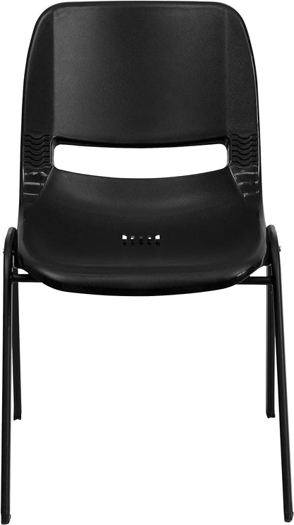 Flash Furniture 5 Pack HERCULES Series 440 lb. Capacity Kid's Black Ergonomic Shell Stack Chair with Black Frame and 12" Seat Height