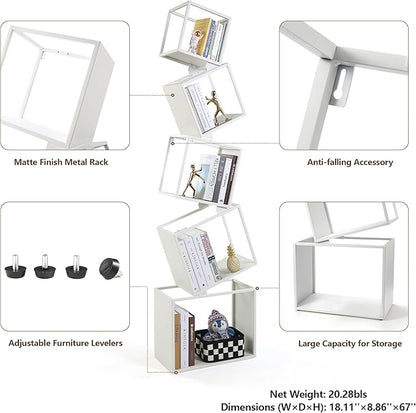 Bookshelf 2024 NEW, 5-Tier Bookshelves, 67" Tall White Bookshelf, Book Shelf, Bookcase, Modern Bookshelf, Storage Shelf for CDs/Books/Collections, Display Shelf for Livingroom, Bedroom, Office