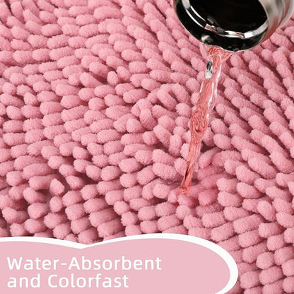 Locker Rug school girl rugs Carpet Chenille 100% Microfiber Locker Carpet with Non Skid Backing Locker Decorations (Pink, 11.5X17.5)