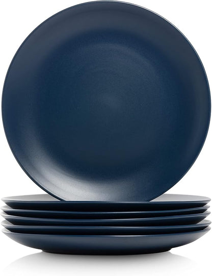 10 Strawberry Street Wazee Matte 10.5" Coupe Dinner Plate, Set of 6, Midnight Blue