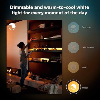 Philips Hue Indoor 3-Foot Smart LED Light Strip Plus Extension - Color-Changing Single-Color Effect - Requires Base Kit - Control with Hue App - Works with Alexa, Google Assistant and Apple HomeKit