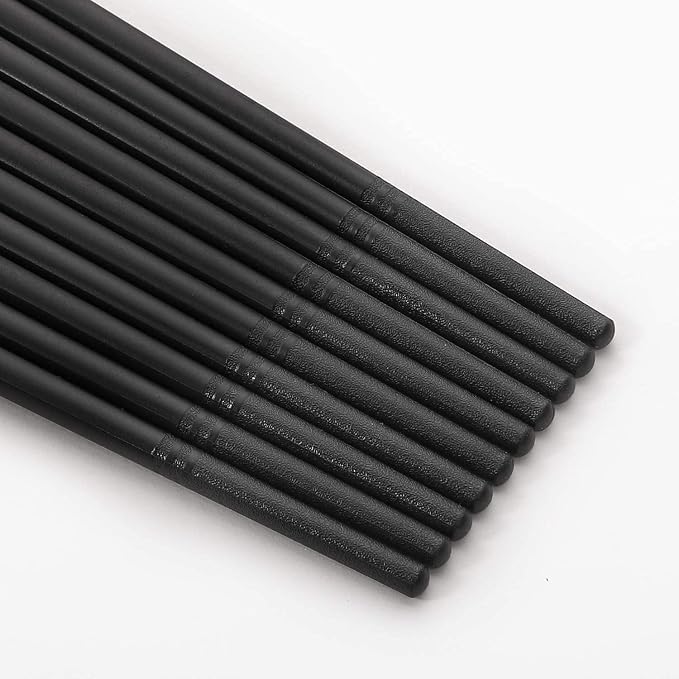 Hiware 10 Pairs Fiberglass Chopsticks - Reusable Chopsticks Dishwasher Safe, 9 1/2 Inches - Gold