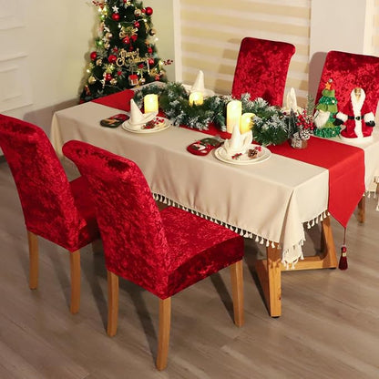 FORCHEER Chair Covers for Dining Chairs Set of 4,Velvet Burgandy Stretch Dining Room Chair Cover Kitchen Parsons Chair Slipcovers (Pack of 4, Velvet Burgandy)