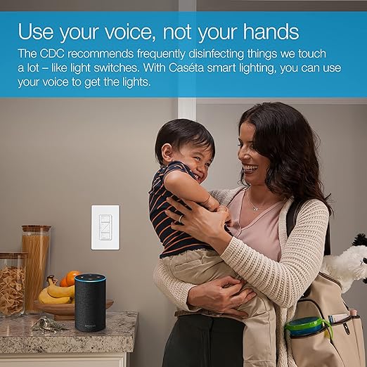Lutron Caseta Original Smart Dimmer Switch (Lutron Smart Hub Required), for LED Lights, 150 Watt, Single-Pole/3-Way, No Neutral Required, PD-6WCL-BL, Black